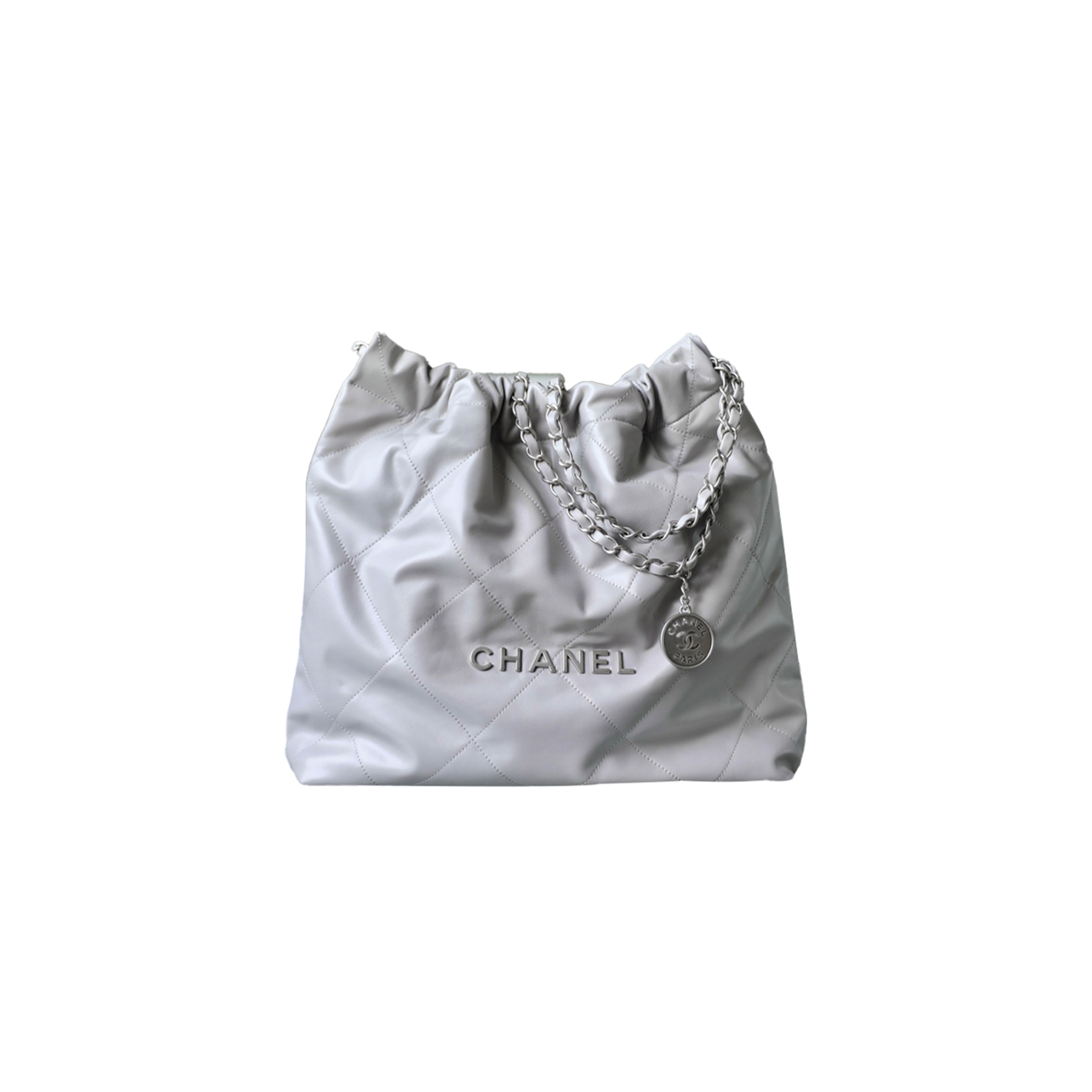 CHANEL MASTER 22 BAG CALF LEATHER SHOULDER BAG GRAY AS3260 (42*39*8cm)